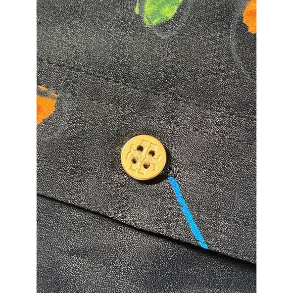 NEW TORY BURCH DRESS BLACK CORA FLORAL RUFFLE ASYMMETRICAL CREPE PLEATED SHORT - Picture 12 of 15